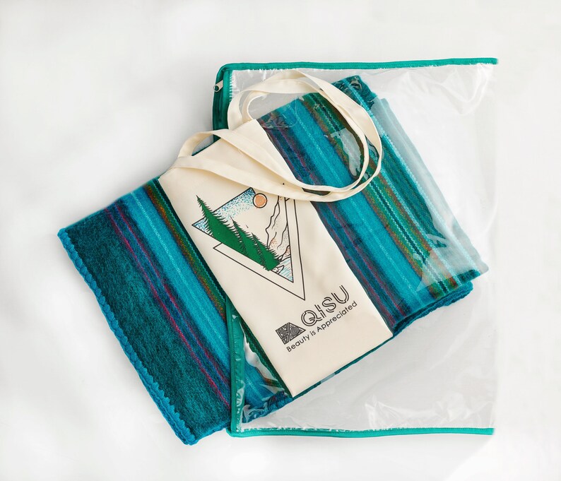 Manta de lana de alpaca turquesa: suave e hipoalergénica (85 x 65 pulgadas) imagen 7