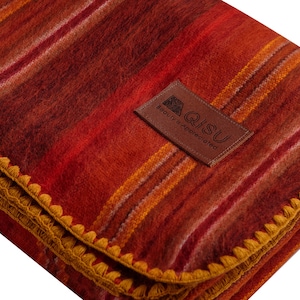PERFECT GIFT | Blankets and Throws | Alpaca Blanket | Queen Wool Blanket | 85x65&quot; | Red Variegated (Many colors available)