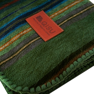 ALPACA WOOL BLANKET | Alpaca Blanket | Wool Throw | Soft Hypoallergenic Breathable | Queen 85x65 |  Green Variegated (Many Colors Available)