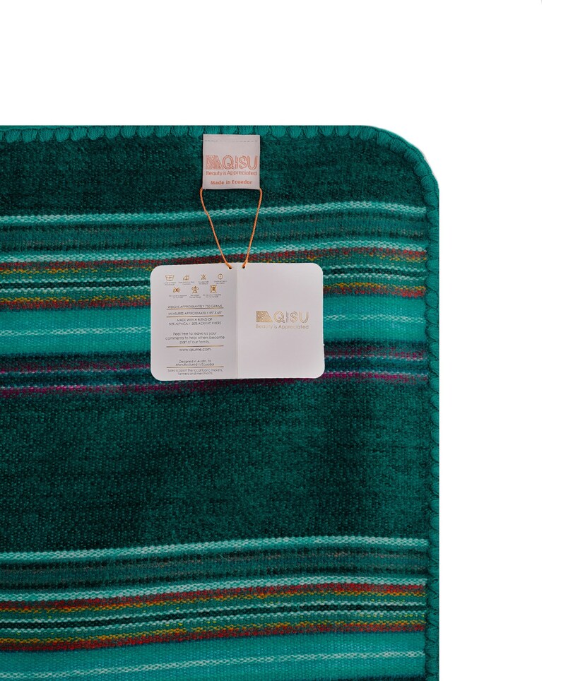 Manta de lana de alpaca turquesa: suave e hipoalergénica (85 x 65 pulgadas) imagen 3