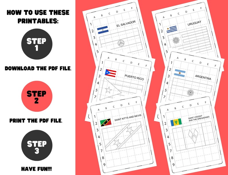 Printable How to Draw Country Flags Activity Pages for Kids Etsy