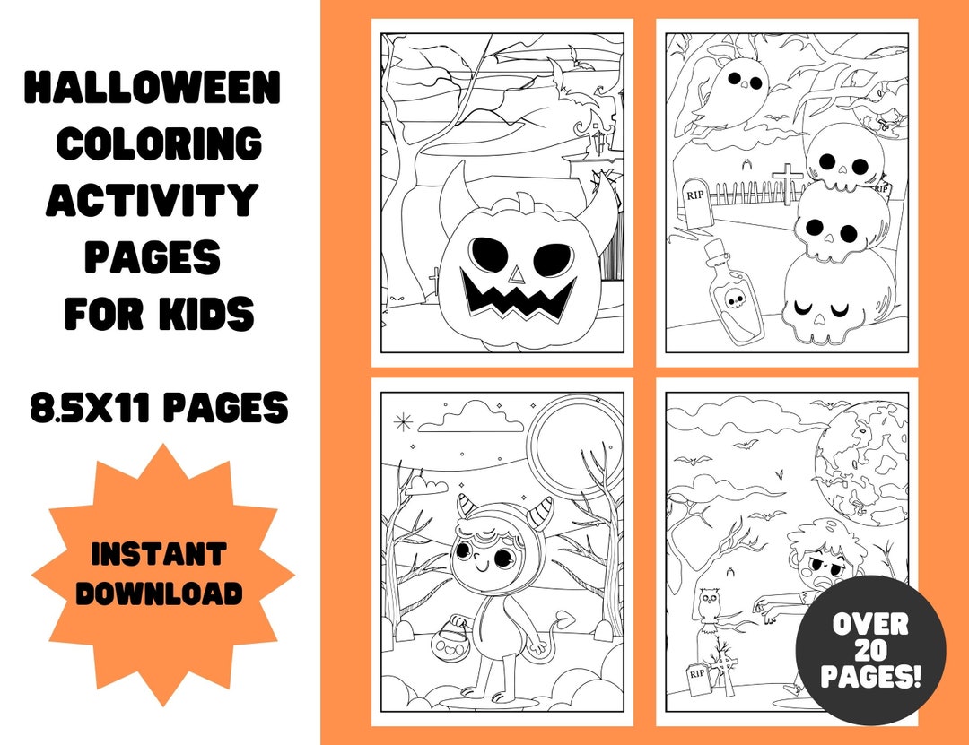 Printable Halloween Coloring Activity Pages for Kids Volume 1 - Etsy