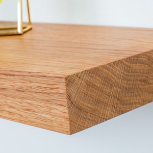 1.75&quot; Squared White Oak Floating Shelf | Custom Sizes, Easy Install |VOC-Free, Food Safe, Water Resistant Finish | Heavy Duty Hidden Bracket