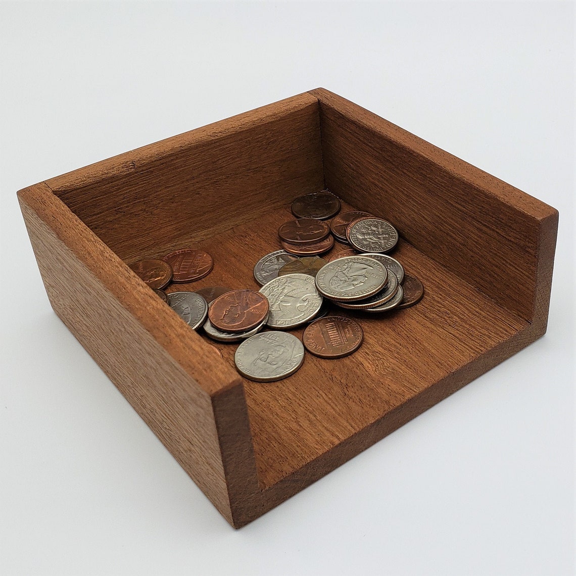 Wood Coin Tray Sapele Valet Tray Coin Dish Handmade Etsy