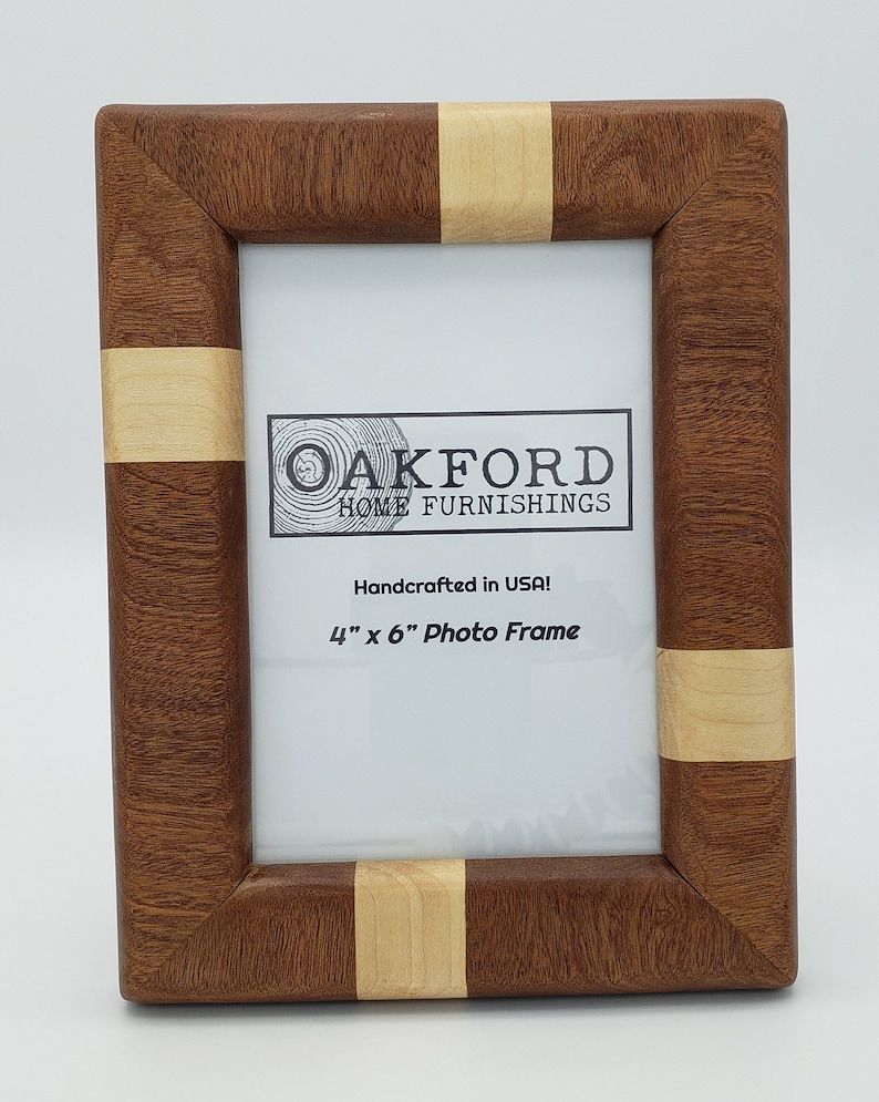 Wood Picture Frame Gift for Weddings Housewarming Minimalist Sapele Birthday Modern 4x6 Picture Frame Maple Striped Handmade