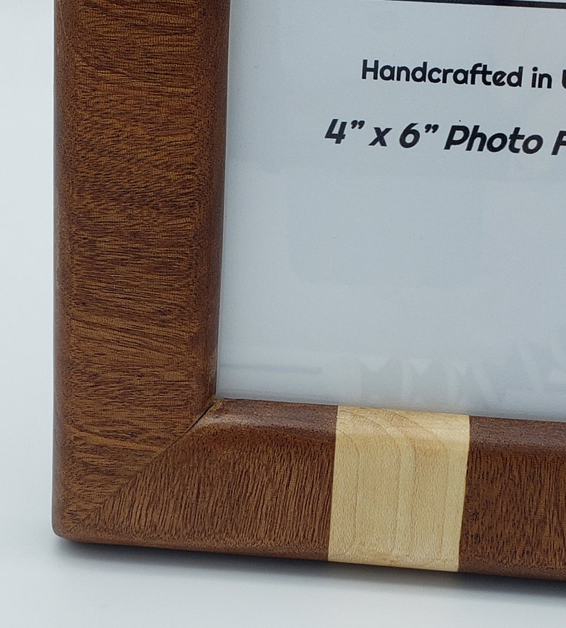 Wood Picture Frame Gift for Weddings Housewarming Minimalist Sapele Birthday Modern 4x6 Picture Frame Maple Striped Handmade