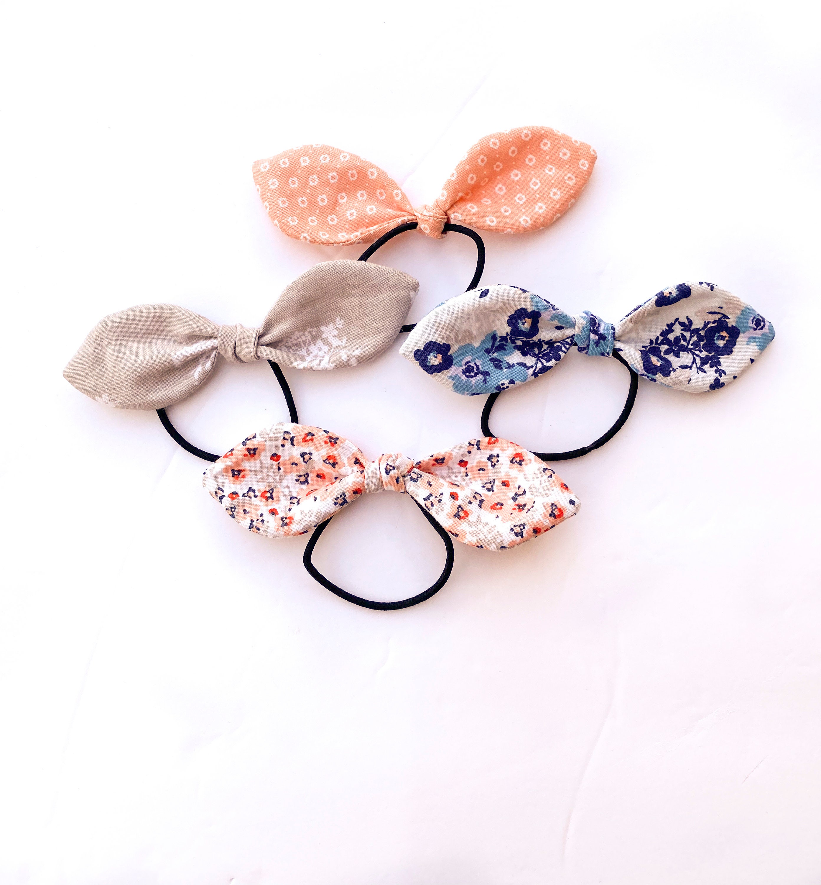 Set of 4 Cute Bow Hair Ties Knotted Hair Bows Hair Bow Etsy