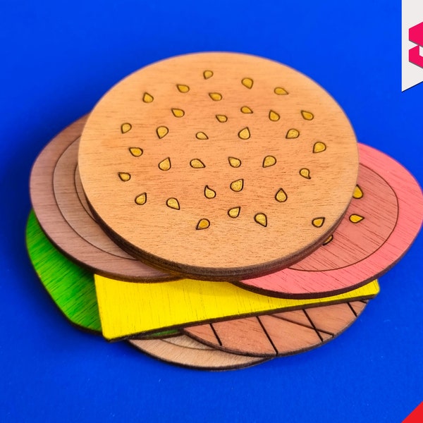Burger Coasters - Laser Cut SVG File