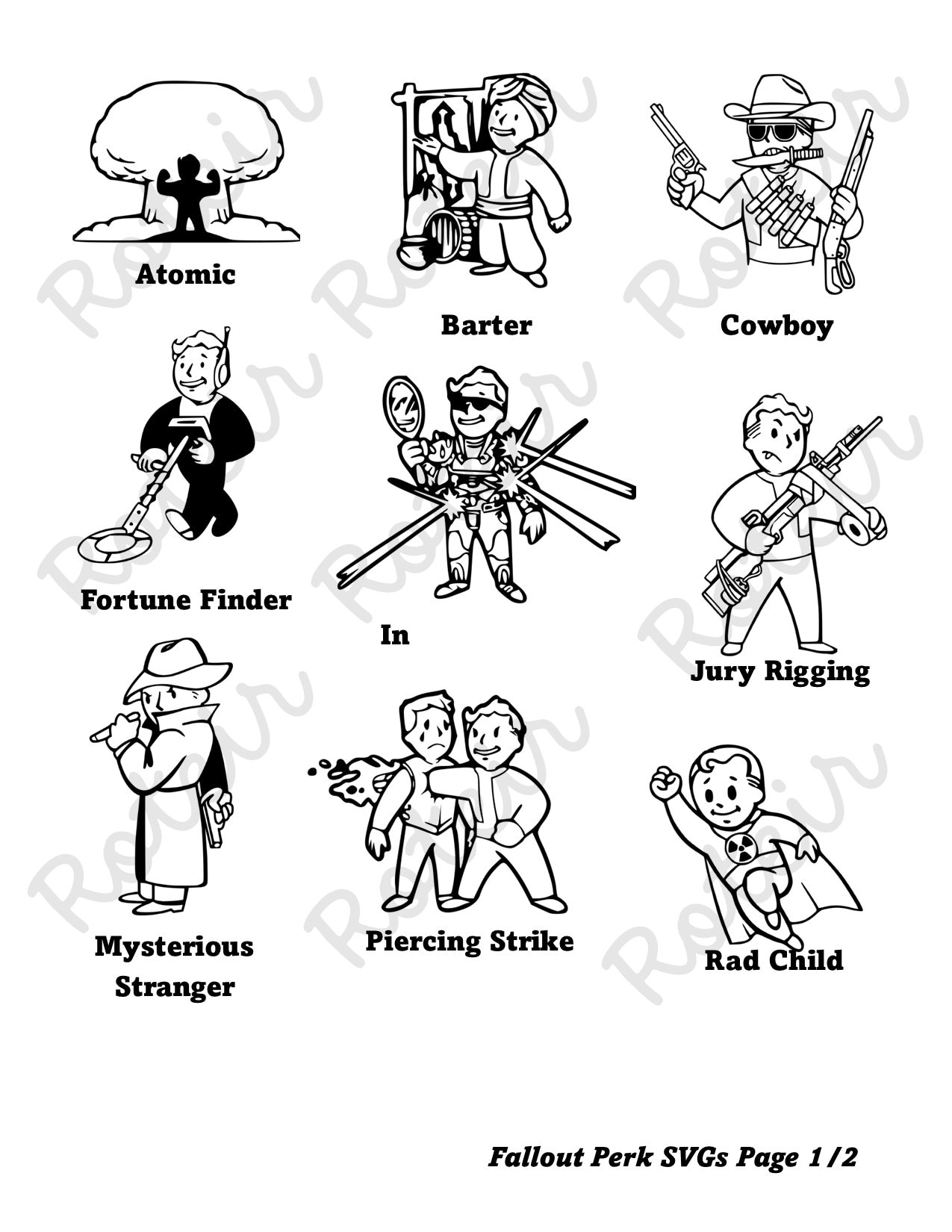 15 Fallout Perks SVG Bundle great for Cricut (Instant Download) 