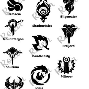 10 League of Legends Regio's SVG Bundel (Geweldig voor Cricut)