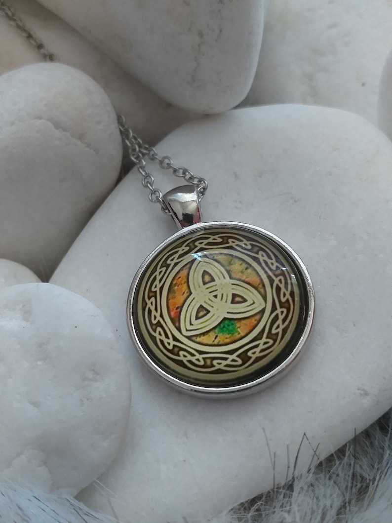 Gift for Her Gold Celtic Triskele Necklace Petite Triskelion Pendant Triquetra Triangle Love Knot