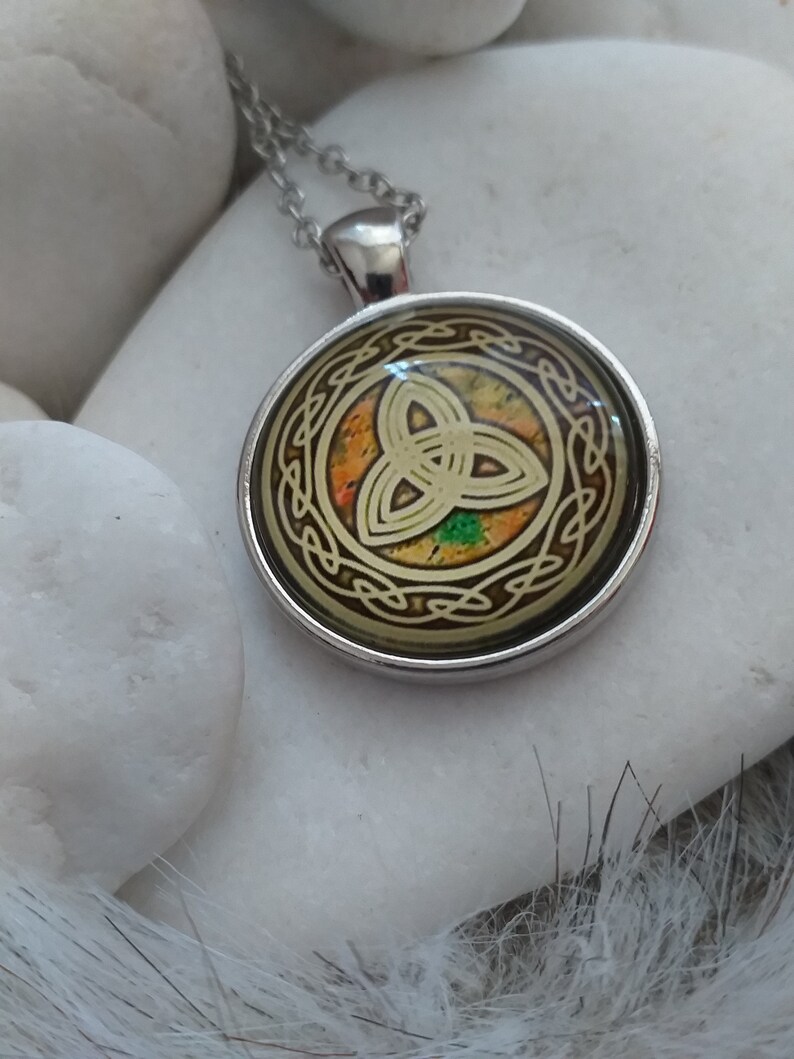 Gift for Her Gold Celtic Triskele Necklace Petite Triskelion Pendant Triquetra Triangle Love Knot