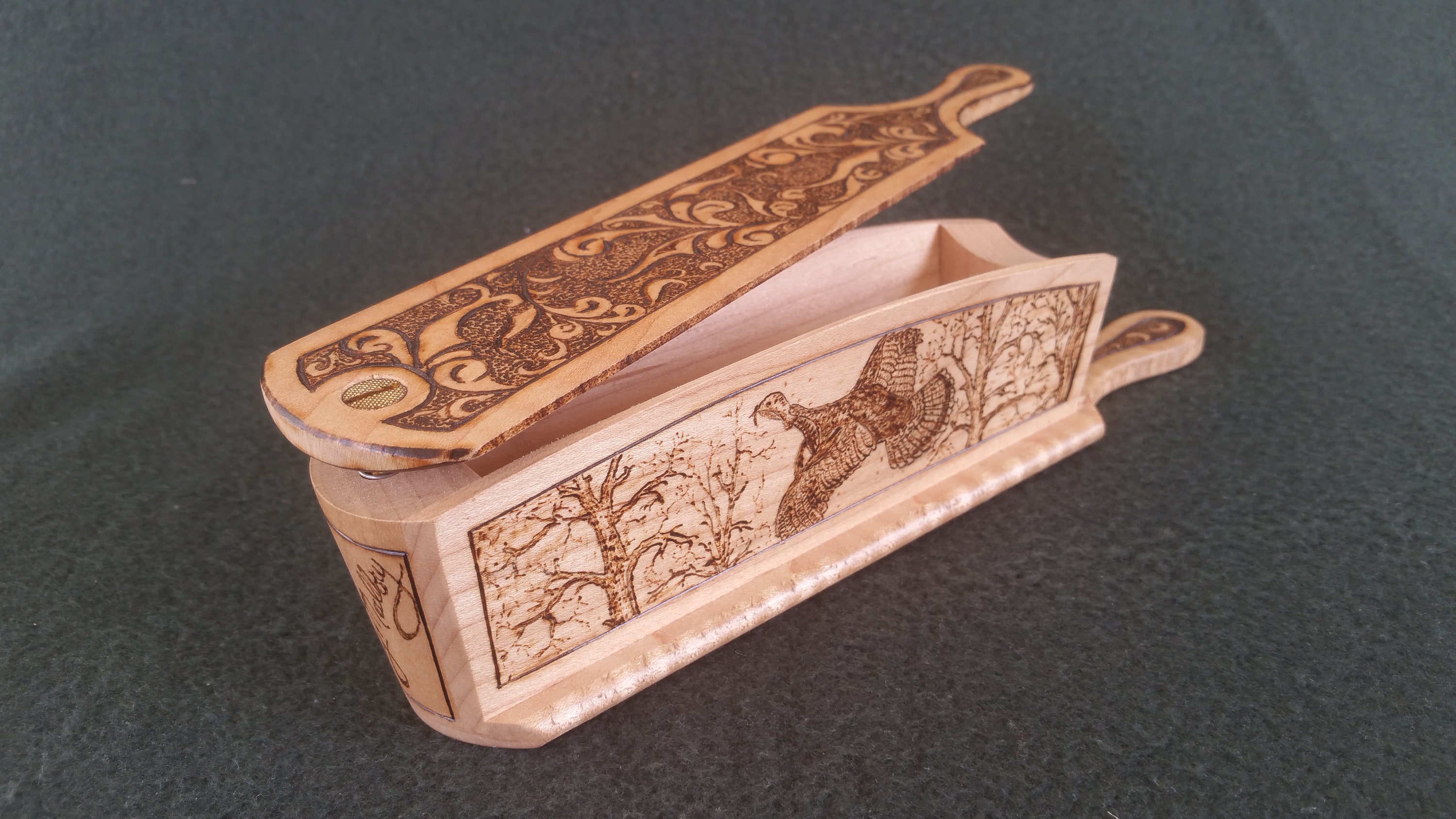 thumbnail image 2 of Cross Road Game Calls Easy Grip Curly Maple Turkey Call Pot – Finish Ready, No Tools Needed – USA Made 2 of 6