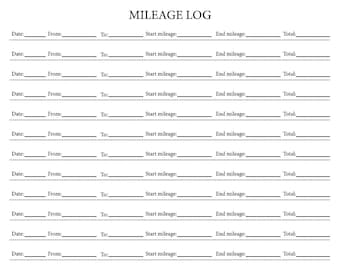 Mileage Log, Gas Log, Travel Log