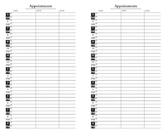 Appointment Sheet 5AM to 9PM, Bullet Journal, Date Book