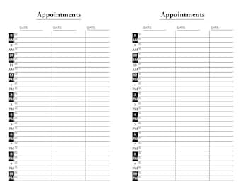 Appointment Sheet, Date Book Sheet, Bullet Journal