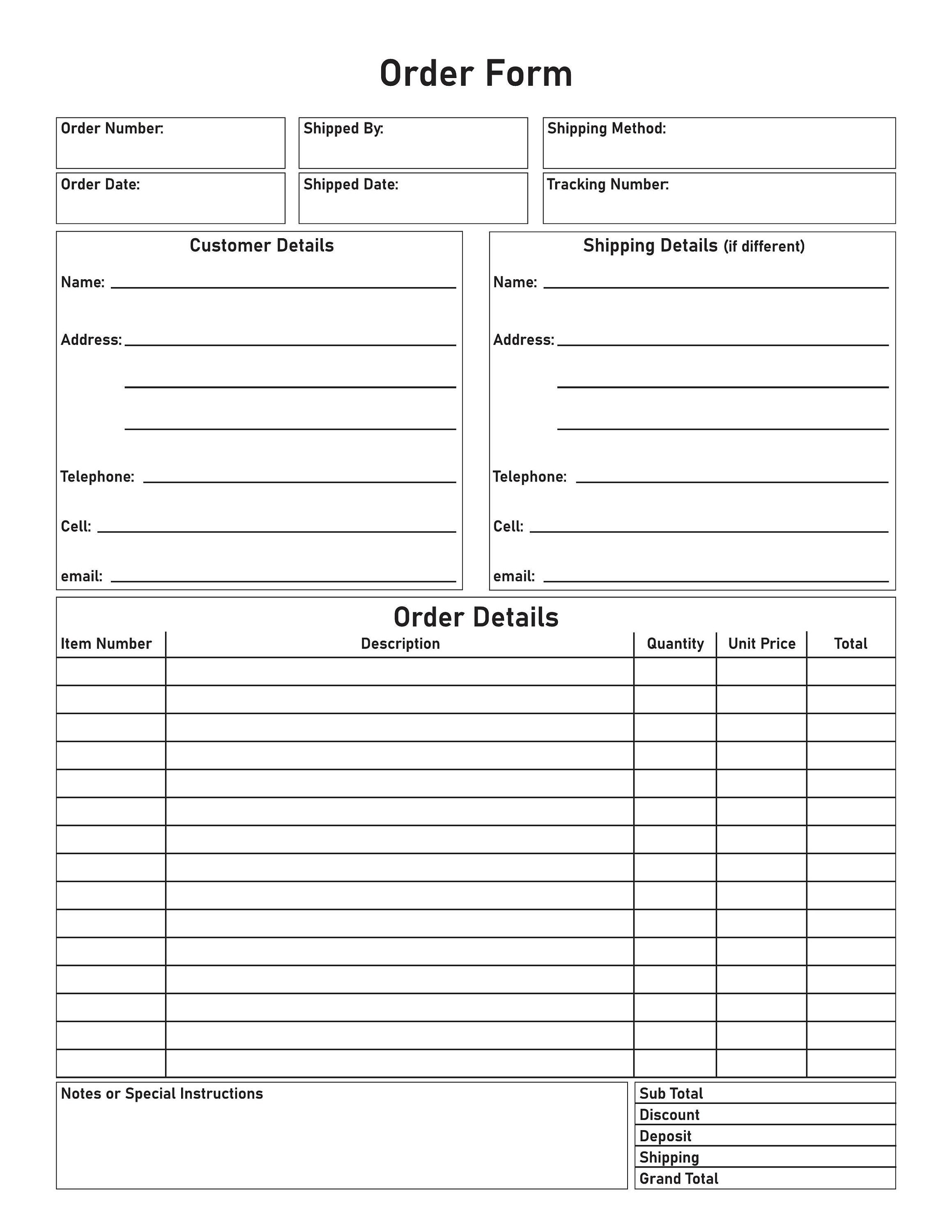 Items Sold Form Order Form for Any Items Sold - Etsy