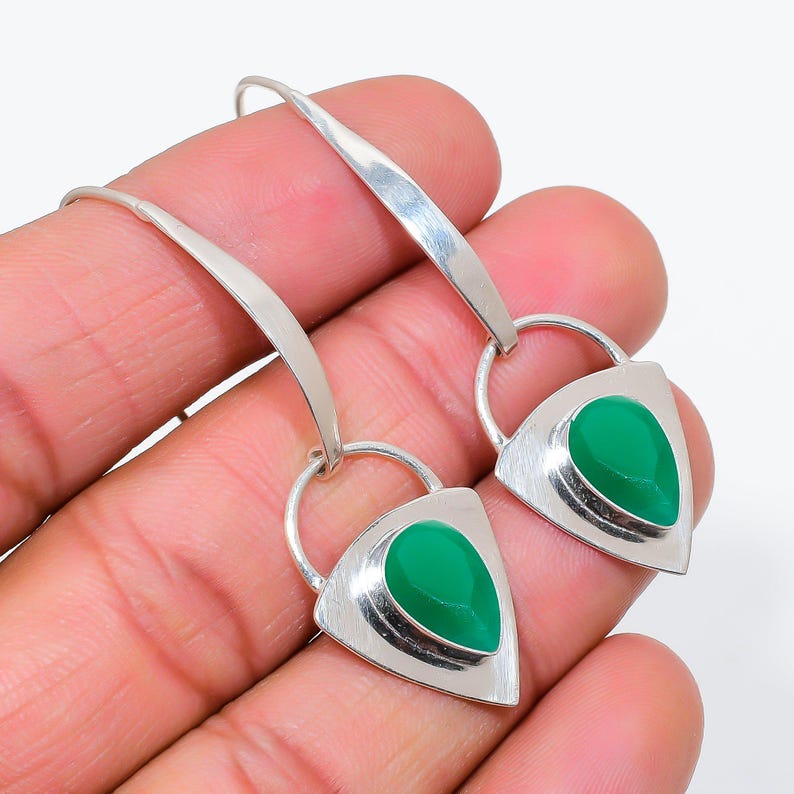 Echte schwarze Onyx Ohrringe, 925 Silber Ohrringe, Onyx Ohrring, Edelstein Ohrringe, handgemachte Ohrringe, einzigartiger Ohrring, Boho Ohrringe, Geschenk Emerald