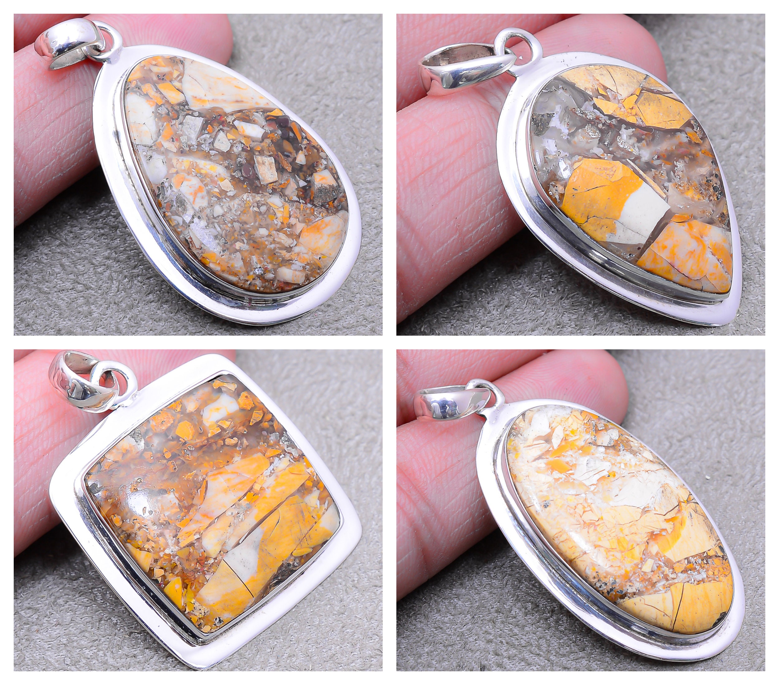 Solid 925 Sterling Silver Jewelry Natural Brecciated Mookaite Pendant Solid 925 Sterling Silver Jewelry Natural Brecciated Mookaite Pendant