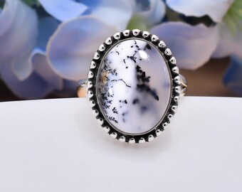 Dendritic Agate Ring, 925 Sterling Silver Ring, Gemstone Ring, Handmade Ring, Designer Ring, Elegant Ring, Adjustable Ring, Gift For Her