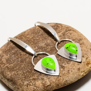 Kupfer Grün Türkis Ohrringe, 925 Sterling Silber Ohrringe, Handgefertigte Ohrringe, Edelstein Ohrring, Türkis Schmuck, Geschenk für Sie