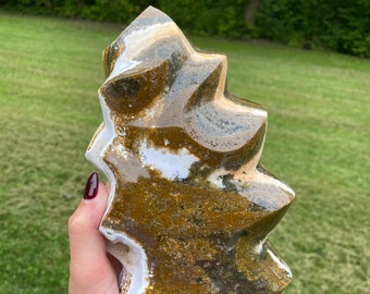5.56LB Ocean Jasper Flame, Large Druzy OJ Flame, XL Ocean Jasper