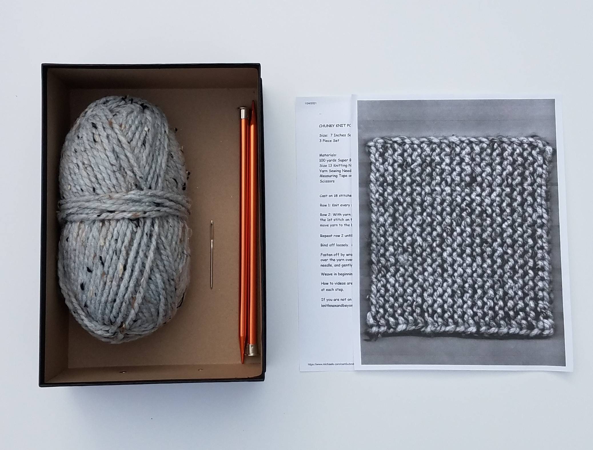Gray Marble Beginner Knit Kit Easy Potholder Knit Box New Etsy