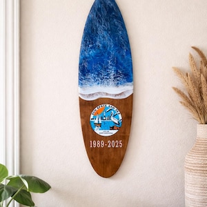 Custom Retirement Surfboard Plaque: Personalized Award for Retiree Coastal Wall Art