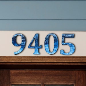 Ocean Resin House Numbers: Coastal Beach Decor (4.5” Tall, 3&quot; Wide)