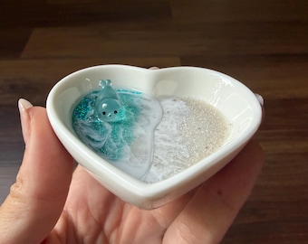Personalized Seal Ring Dish: Beach Ocean Jewelry Tray Mahjong Dice Holder