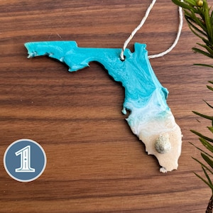 Florida Beach Ornament: Resin Sand & Shells, Coastal Decor
