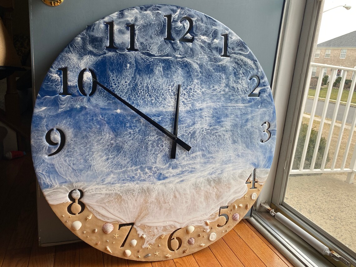 36 Beach Clock Oversized Wall Decor Coastal Art for Etsy