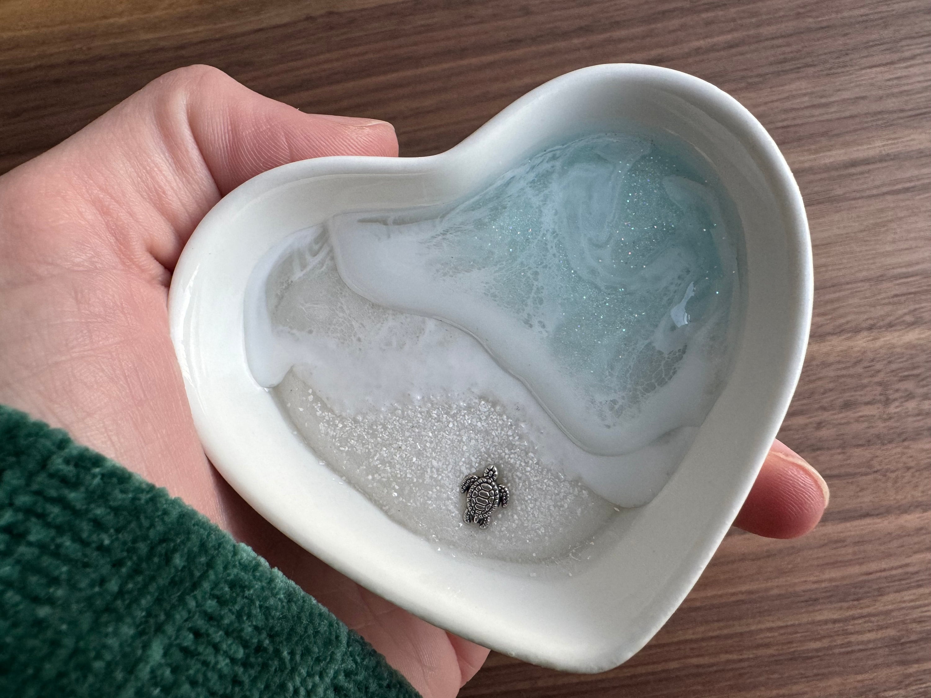Personalized Turtle Ring Dish Custom Wedding Gift Engagement Engaged Fiancé Wife Custom Ocean Decor Beach Ceramic Heart Woman Anniversary