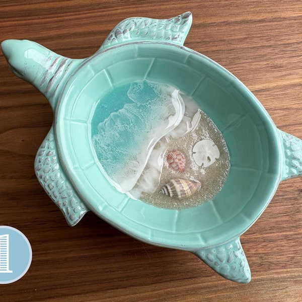 Sea Turtle Catchall Dish Trinket Resin Ocean Cute Wedding Ring Holder Mother Mom Sister Daughter Aunt Bride Bridal Shower Gift Personalized