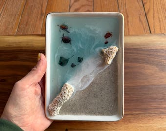 Handmade Beach Ring Dish Stingray Turtle Jewelry Home Decor Engagement Wedding Gift