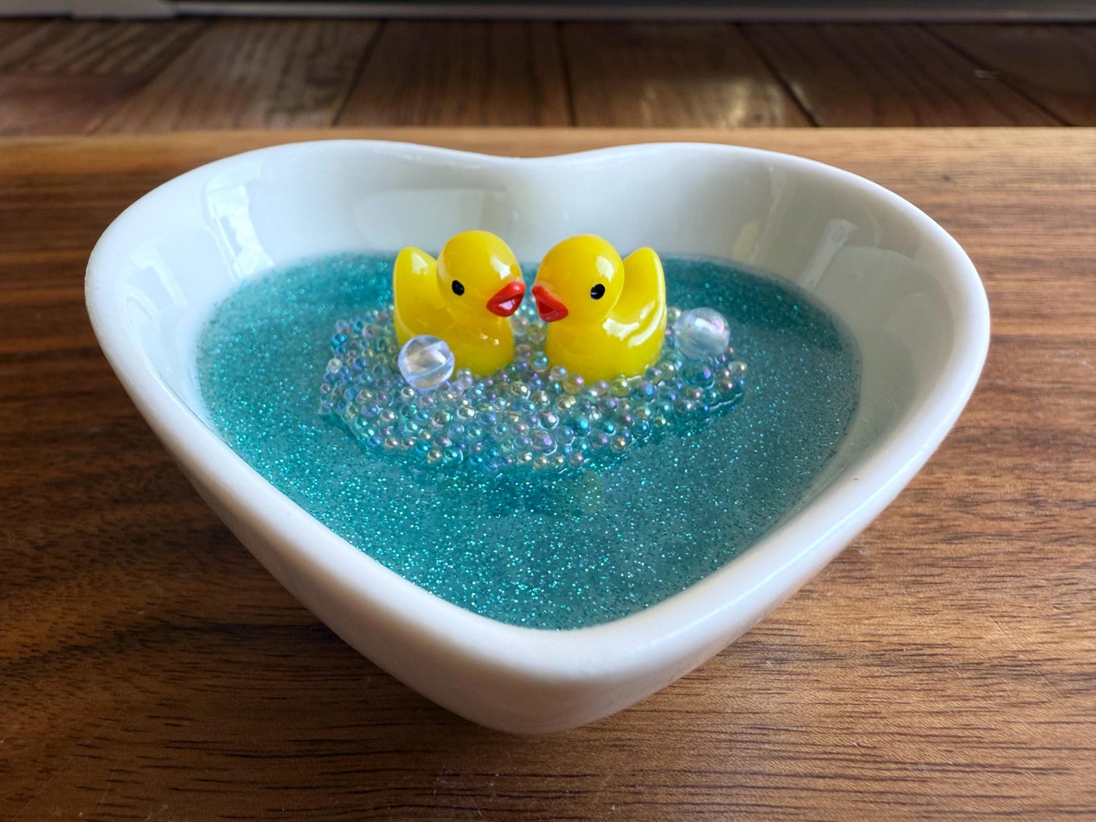 Duck Ring Dish Heart Shaped Jewelry Holder Tray Rubber Ducky Trinket Wedding Engagement Gift