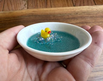 Duck Ring Dish Round Shaped Jewelry Holder Rubber Ducky Trinket Tray Engagement Wedding Gift