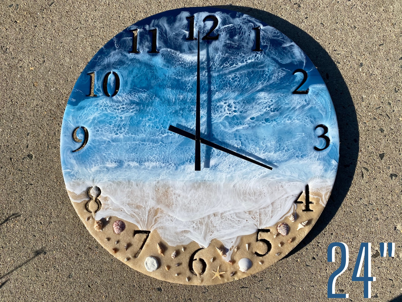 24 Ocean Clock Beach Themed Large Beachy Resin Art Etsy