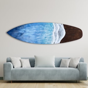 Epoxy Ombre Surfboard Wall Art: Custom Coastal Beach House Decor