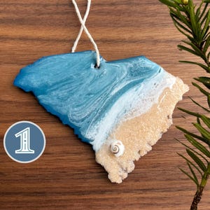 South Carolina Beach Ornament: Resin Sand & Shell SC Decor