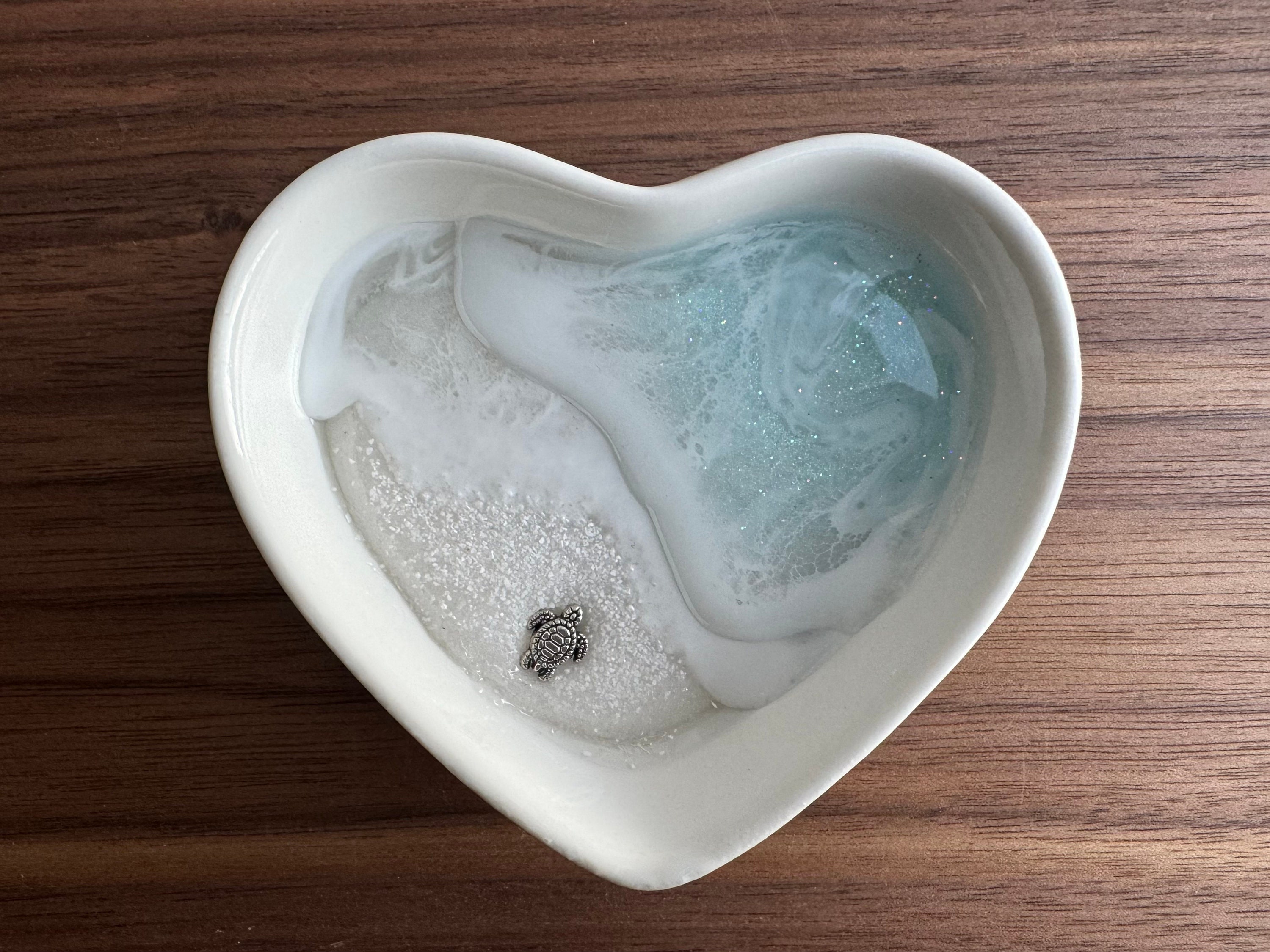 Personalized Turtle Ring Dish Custom Wedding Gift Engagement Engaged Fiancé Wife Custom Ocean Decor Beach Ceramic Heart Woman Anniversary