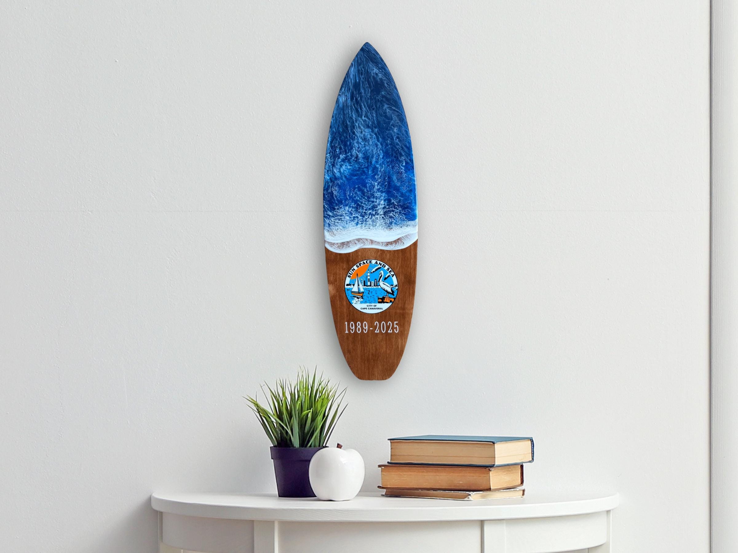 Custom Retirement Surfboard Plaque: Personalized Coastal Wall Art