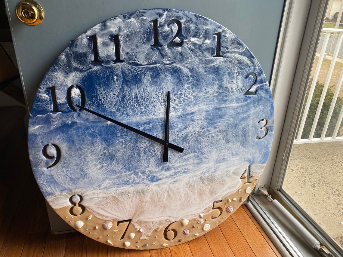 36 Beach Clock Oversized Wall Decor Coastal Art for Etsy