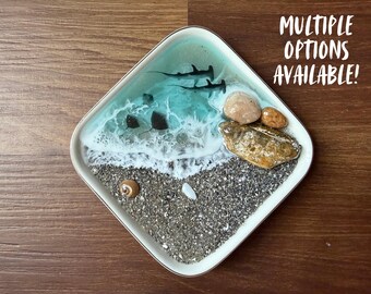 Ocean Wave Ring Dish, Coastal Jewelry Holder, Handmade Beach Gift