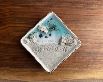 Handmade Beach Ring Dish: Coastal Stingray and Turtle Jewelry Wedding Engagement Gift