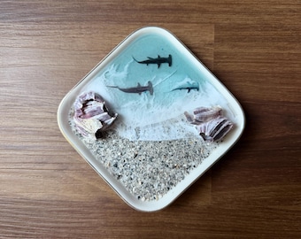 Hammerhead Shark Ring Dish, HandmadeBeach Ocean Jewelry Tray, Coastal Home Decor