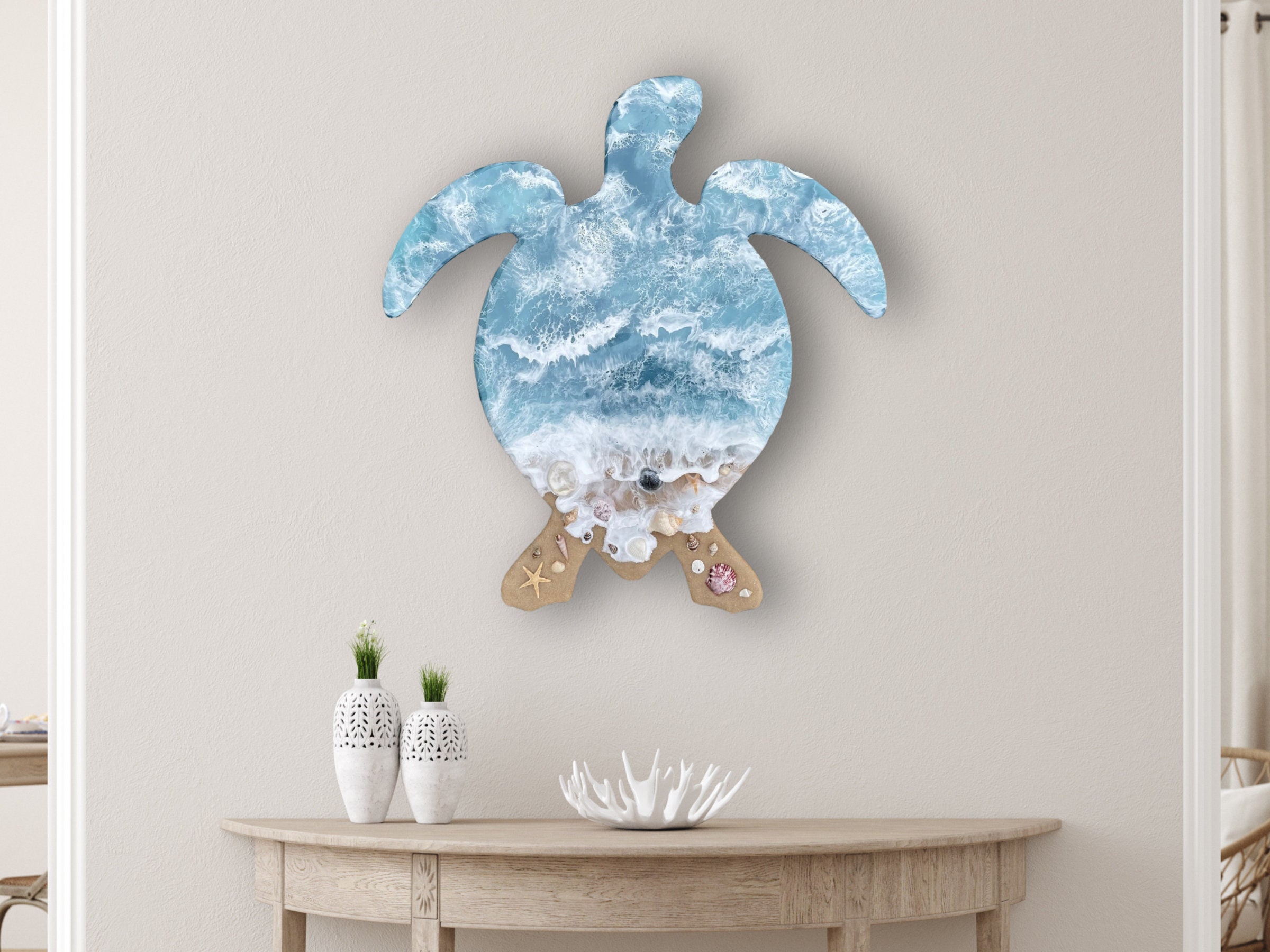 Sea Turtle Wall Art: Custom Nautical Beach House Decor - Etsy