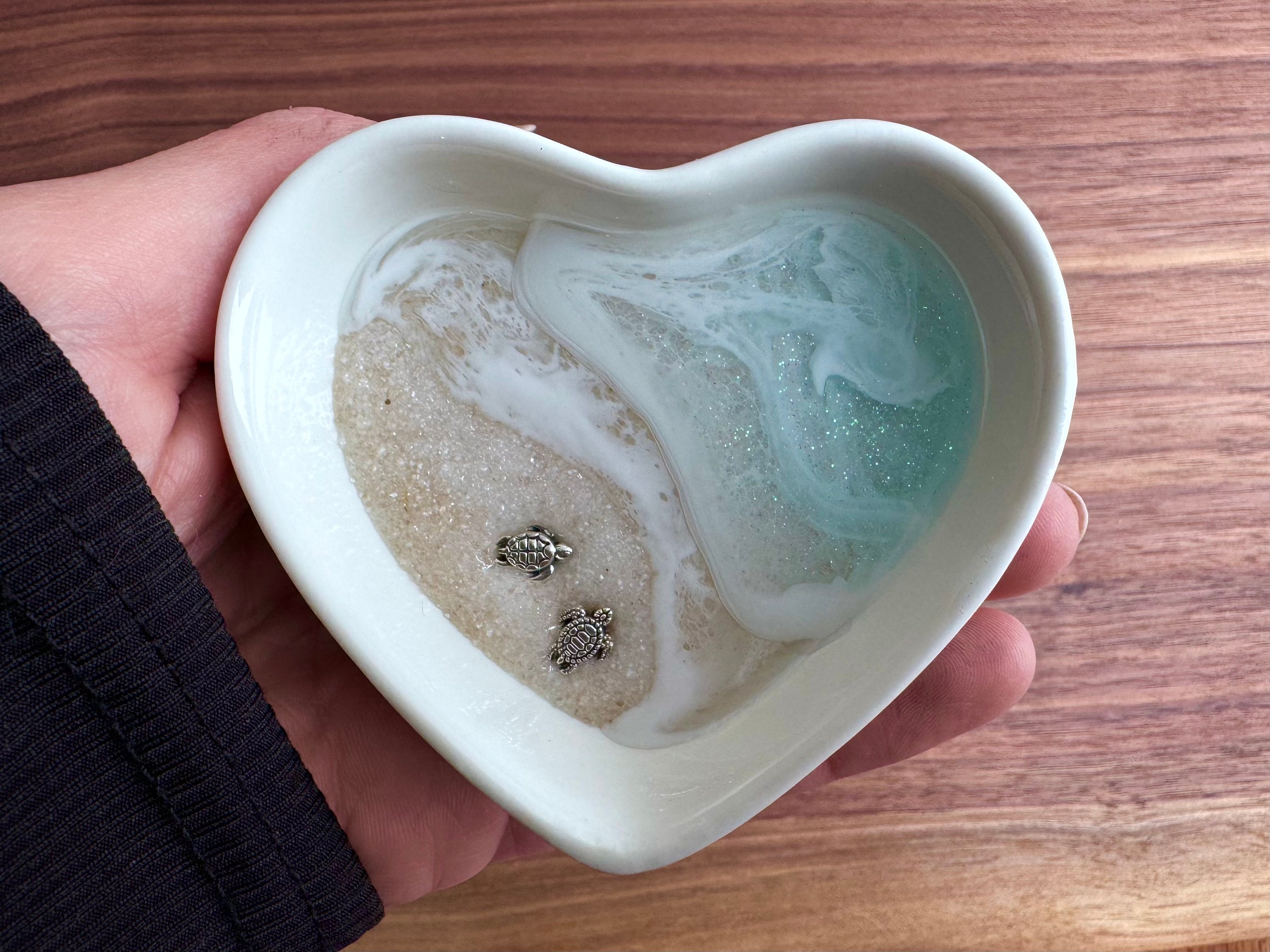 Personalized Turtle Ring Dish Custom Wedding Gift Engagement Engaged Fiancé Wife Custom Ocean Decor Beach Ceramic Heart Woman Anniversary
