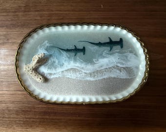 Handmade Hammerhead Shark Ring Dish, Ocean Jewelry Tray, Coastal Decor Wedding Engagement Gift