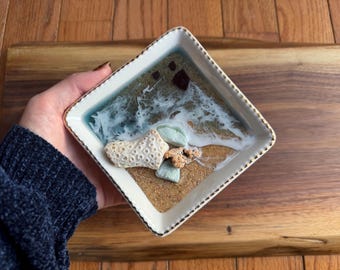 Handmade Beach Ring Dish: Coastal Stingray Jewelry Tray